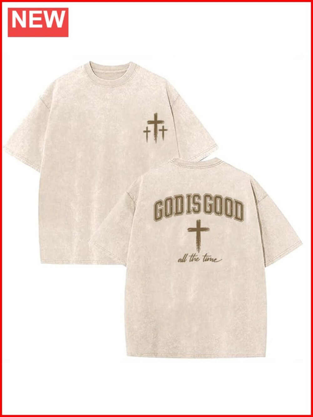 Oversized Acid Wash Christian T-Shirt Cotton Crew Neck Faith Tee